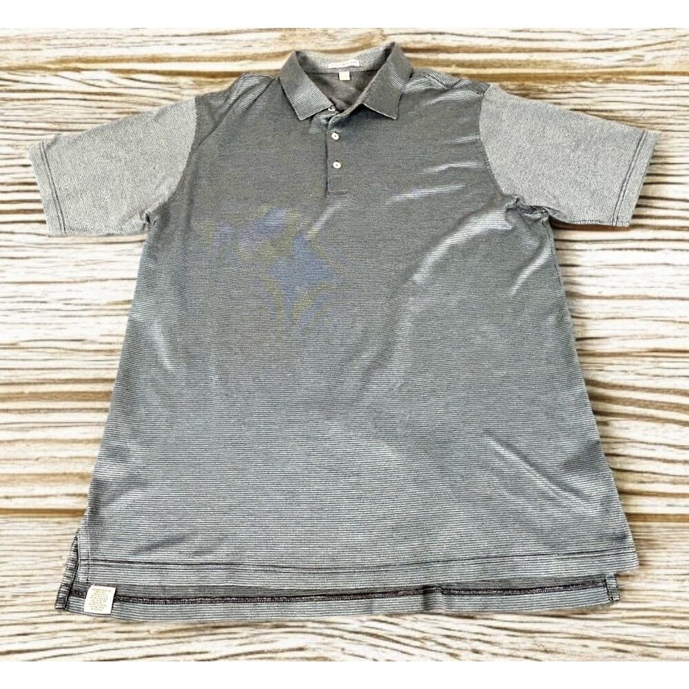 Peter Millar Men's Size XXL Gray Pattern 100% Cotton Stretch Polo Shirt GUC
